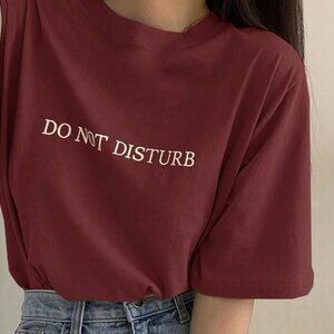 Dazy | Do Not Disturb Maroon T-Shirt | | Cream Writing | XL